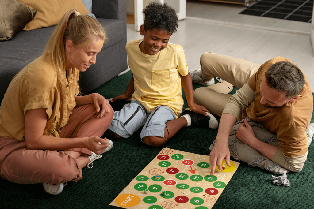 Parents and kids playing a game